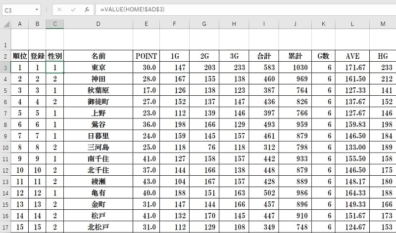 計算式の値を数字として読み取るvalue関数