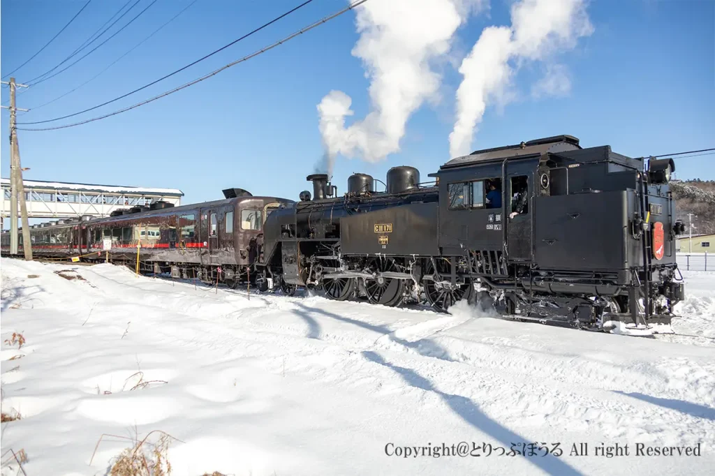 SL冬の湿原号の復路は後ろ向き